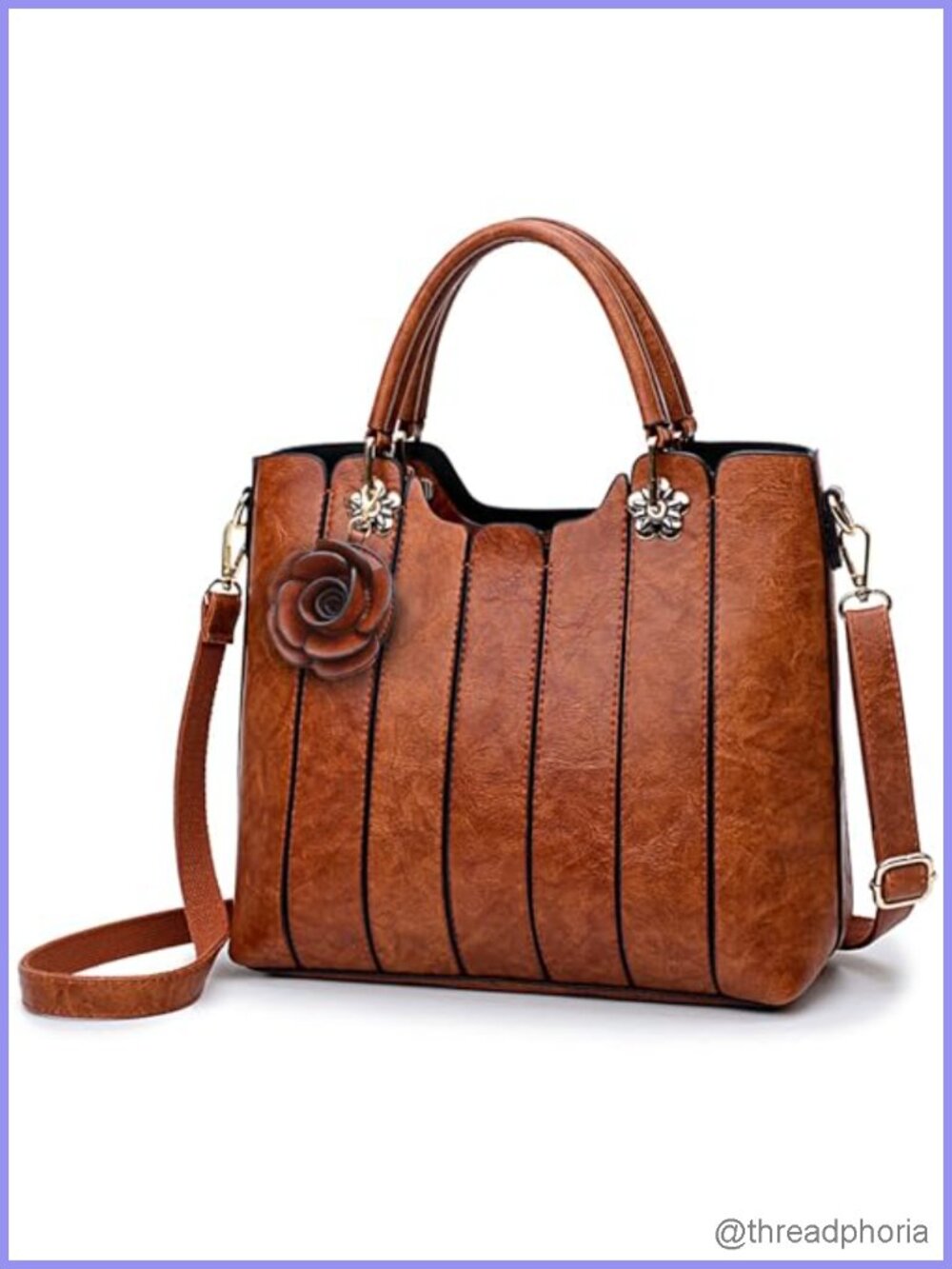 Vegan Leather Top Handle Satchel Tote Crossbody Purse